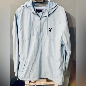 Playboy X Pacsun Blue Quarter Zip Logo Windbreaker Men’s Size Medium